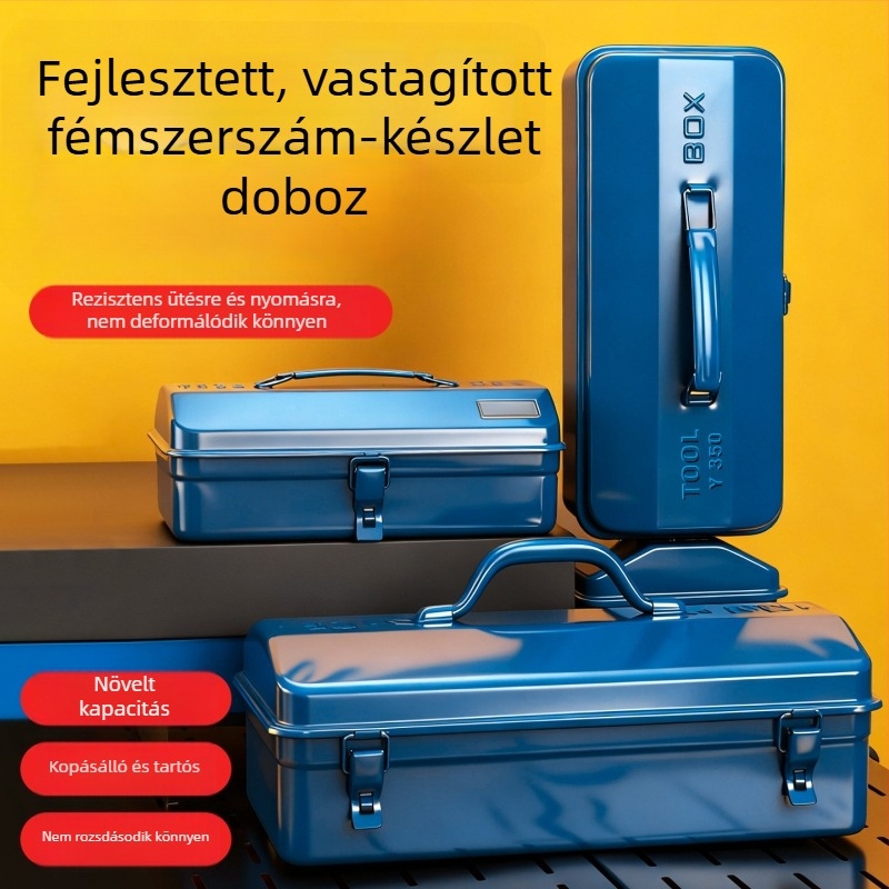 Enjoy Fém Szerszámtároló Doboz – hordozható, nagy kapacitású, egyrétegű kivitel