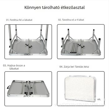 Kültéri összecsukható asztal kempingezéshez – alumíniumötvözet, összecsukható kivitel, kültéri étkezőasztal