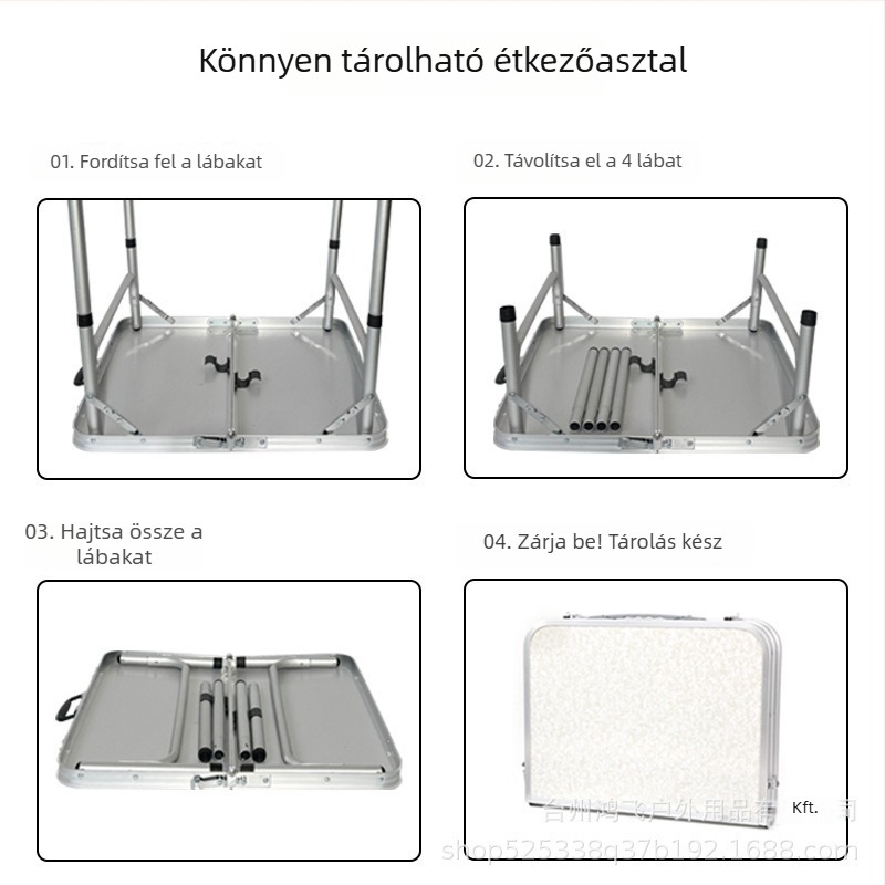 Kültéri összecsukható asztal kempingezéshez – alumíniumötvözet, összecsukható kivitel, kültéri étkezőasztal