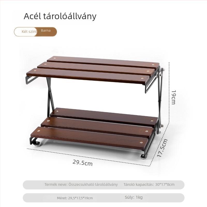 Háromszintes összecsukható fából készült kempingasztal és tárolópolc (Brand: Hike Mount; Anyag: tömörfa; Rétegek: 3; Eredet: Zhejiang)