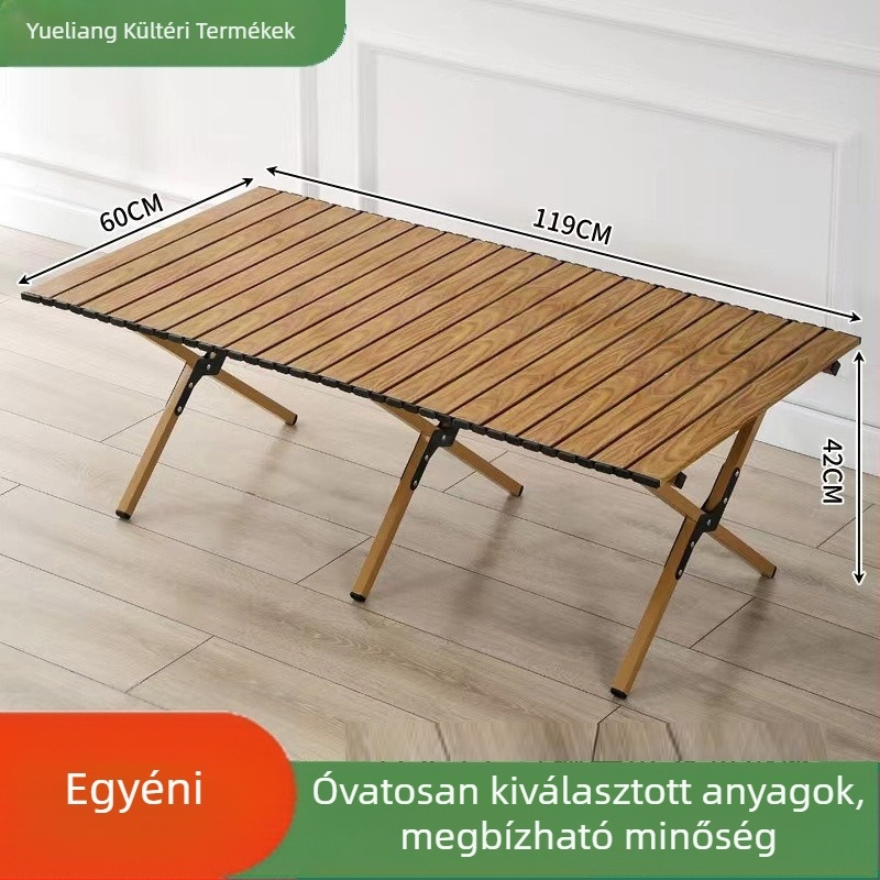 Kültéri Egg Roll összecsukható asztal és szék – szénacél váz, összecsukható, kempingezéshez