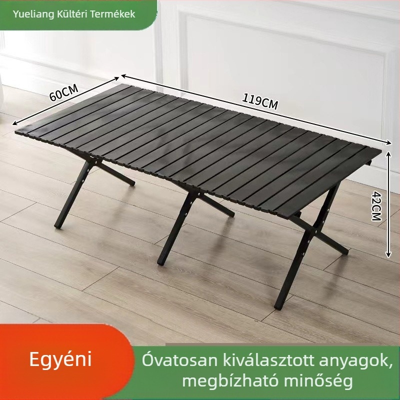 Kültéri Egg Roll összecsukható asztal és szék – szénacél váz, összecsukható, kempingezéshez