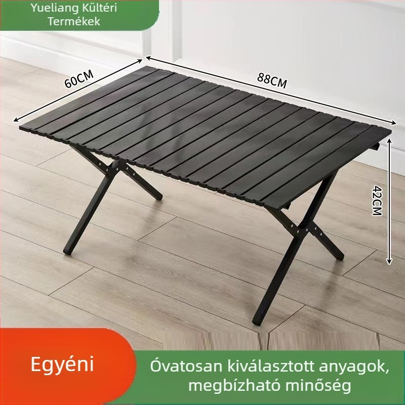 Kültéri Egg Roll összecsukható asztal és szék – szénacél váz, összecsukható, kempingezéshez