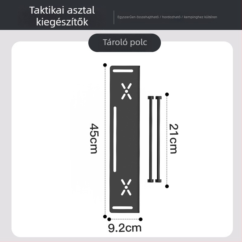 Összecsukható kempingasztal, alumínium ötvözet, taktikai stílus