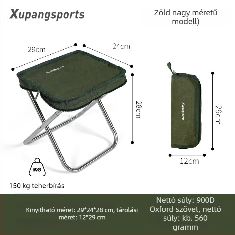 Rozsdamentes acél összecsukható kempingszék, ultrakönnyű, hordozható kültéri használatra, horgászathoz