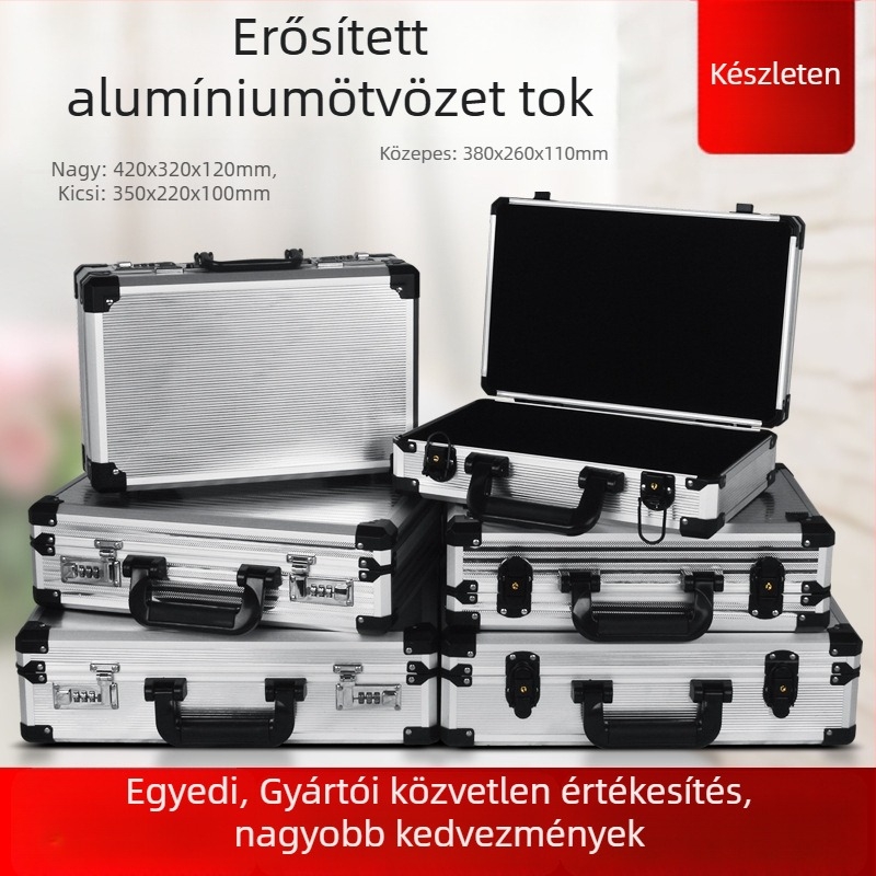 Junjie alumínium ötvözetű szerszámtároló, hordozható alumínium váz, terhelhetőség 10 kg, szerszámok és műszerek tárolására