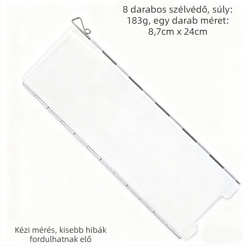 Kültéri hidraulikus összecsukható kempingasztal szélvédővel és tűzhely-támasszal, hordozható; anyagok: alumíniumötvözet, vas, szénacél