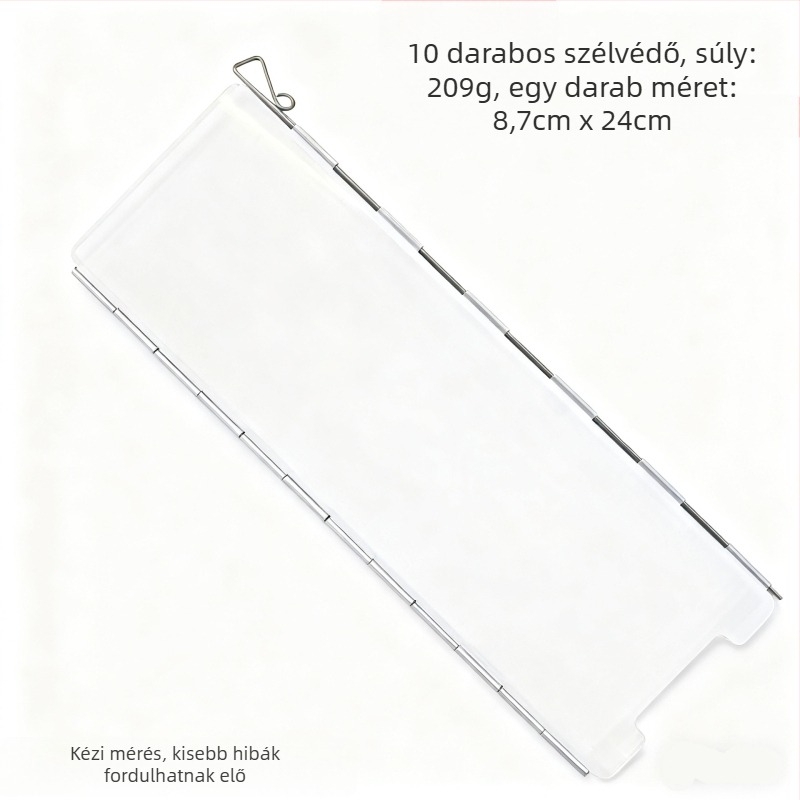 Kültéri hidraulikus összecsukható kempingasztal szélvédővel és tűzhely-támasszal, hordozható; anyagok: alumíniumötvözet, vas, szénacél