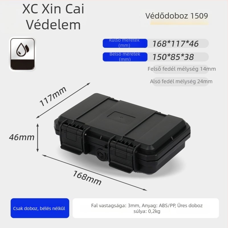 Xc kompakt PP precíziós műszeres tok testreszabási lehetőséggel, közepes keménység