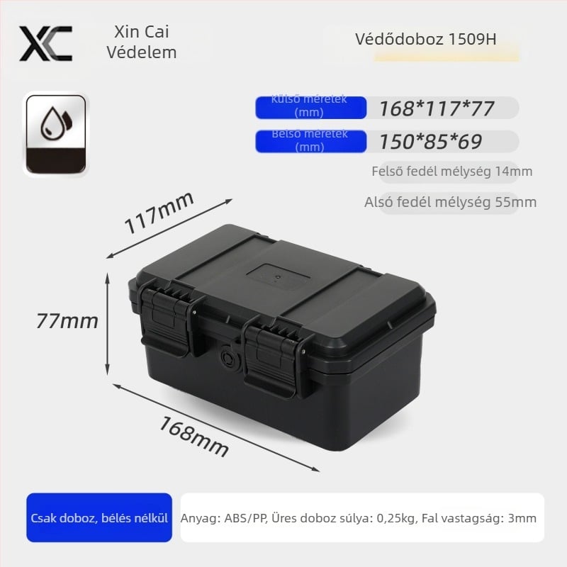 Xc kompakt PP precíziós műszeres tok testreszabási lehetőséggel, közepes keménység