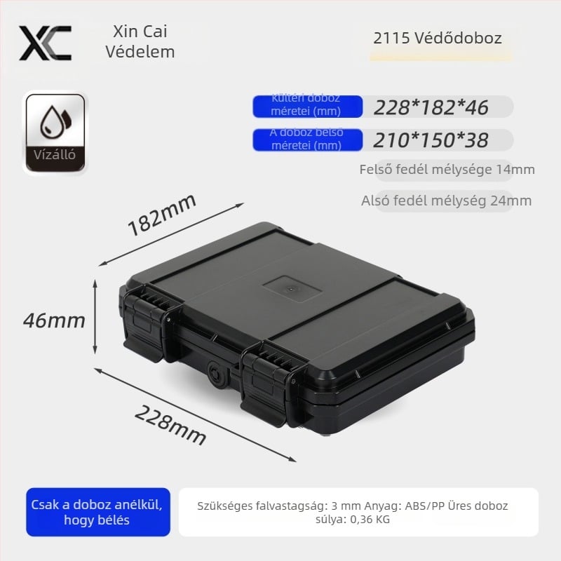 Xc kompakt PP precíziós műszeres tok testreszabási lehetőséggel, közepes keménység