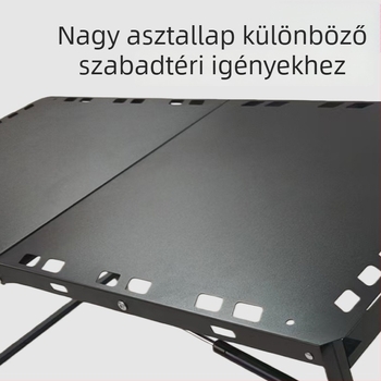 Kültéri összecsukható asztal – szénacél, összecsukható kialakítás, laza stílus; kategória: összecsukható asztalok és székek