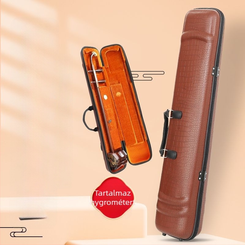 Krokodil mintás bőrből készült erhu doboz hátizsákkal, páratartalom-mérővel, standard univerzális kialakítás