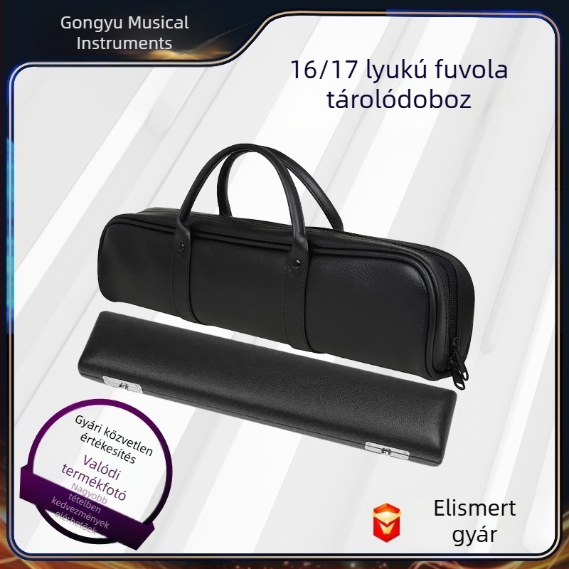 Bőr fuvolatartó tok, ovális doboz, hordozható tárolás