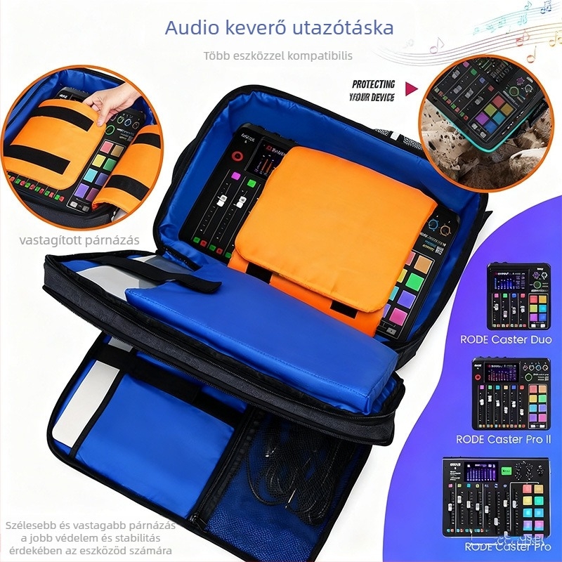 Rodecaster Pro utazótáska hangmixerhez, modell 36; külső anyag: Oxford textil; belső: poliészter; testreszabás elérhető