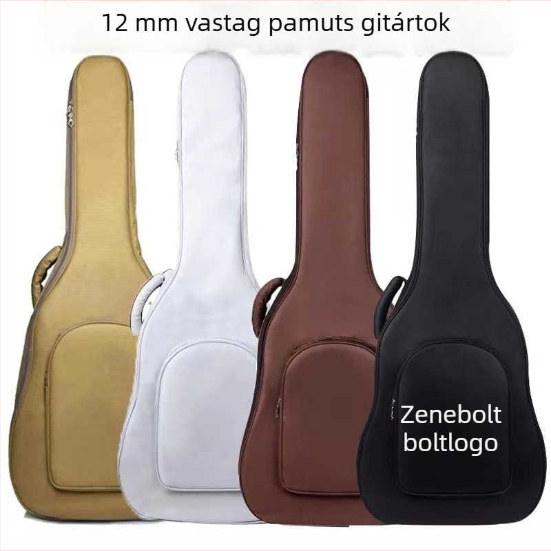 Gitárhoz készült vastag pamut kemény tok, külső Oxford anyag, pamut belső, vízálló, bővíthető, görbe vállpántok