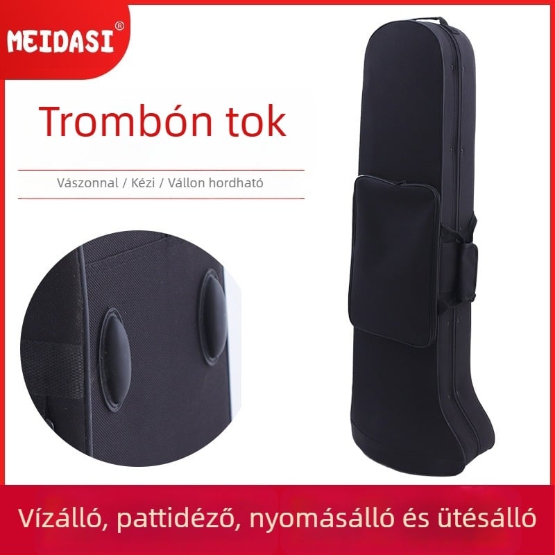 Tenor trombon hangszer táska, univerzális vállon átvihető dizájn, ütésálló és nyomásálló, hordozható otthoni tároláshoz, 2023 nyári kiadás