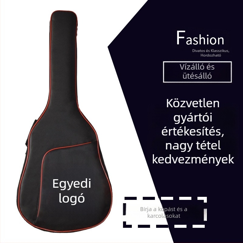 Gitártáska poliészterből, vízálló és kopásálló, dupla vállpánttal, Leshun