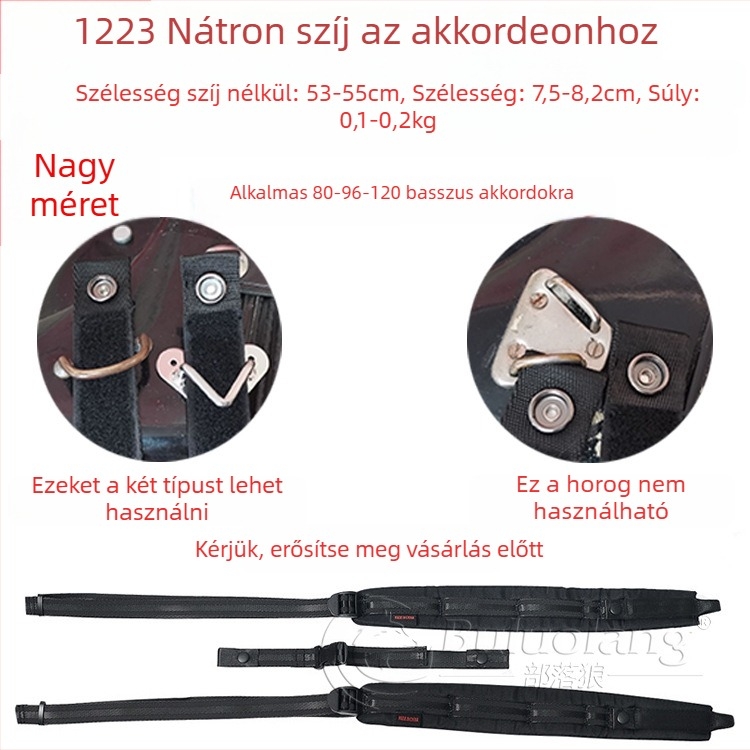 Akkordion vállpánt 120 basszushoz, modell 1223, BULUOLANG, Oxford anyagú szövet