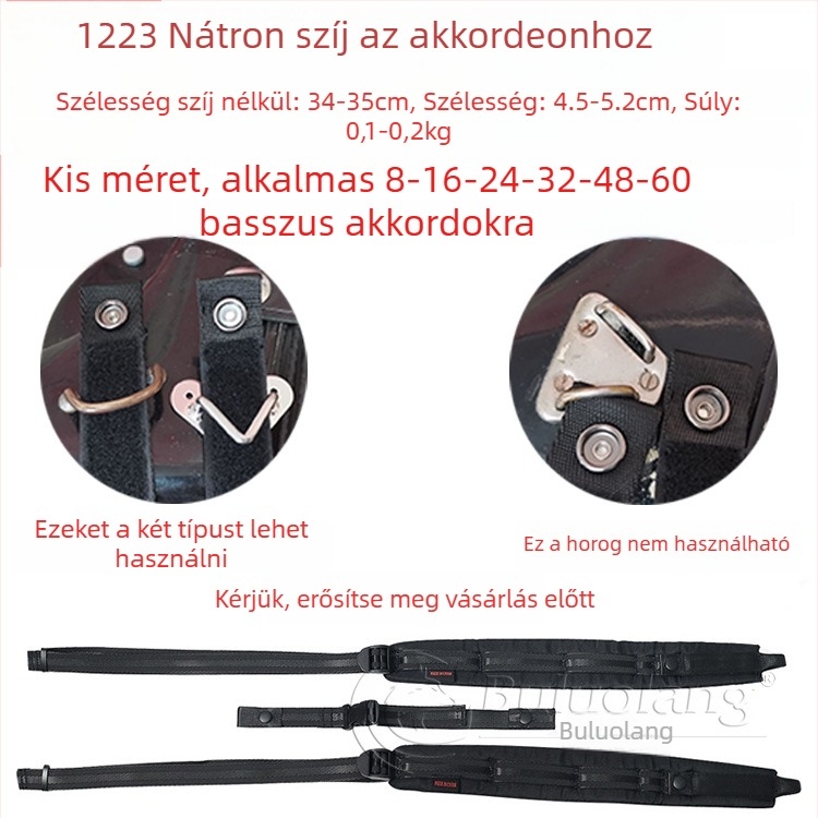Akkordion vállpánt 120 basszushoz, modell 1223, BULUOLANG, Oxford anyagú szövet
