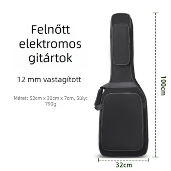 Gyerekeknek szóló elektromos gitártok, Oxford vászonból, ütésálló belső réteg, ívelt vállpánt, ID zseb, uniszex, magáncímkézésre kész