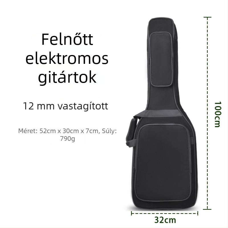 Gyerekeknek szóló elektromos gitártok, Oxford vászonból, ütésálló belső réteg, ívelt vállpánt, ID zseb, uniszex, magáncímkézésre kész