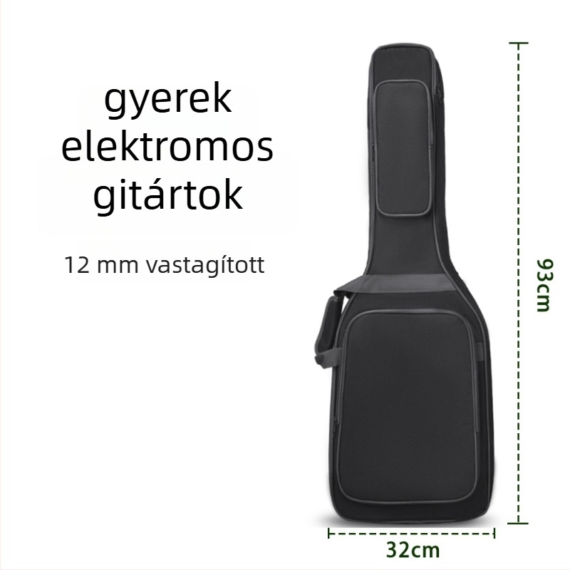 Gyerekeknek szóló elektromos gitártok, Oxford vászonból, ütésálló belső réteg, ívelt vállpánt, ID zseb, uniszex, magáncímkézésre kész
