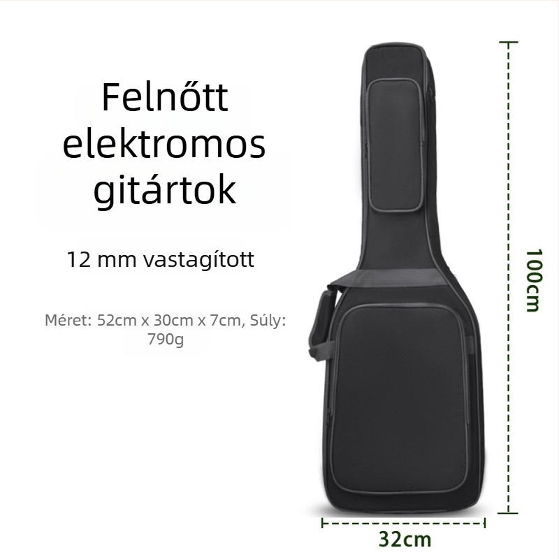 Gyerekeknek szóló elektromos gitártok, Oxford vászonból, ütésálló belső réteg, ívelt vállpánt, ID zseb, uniszex, magáncímkézésre kész