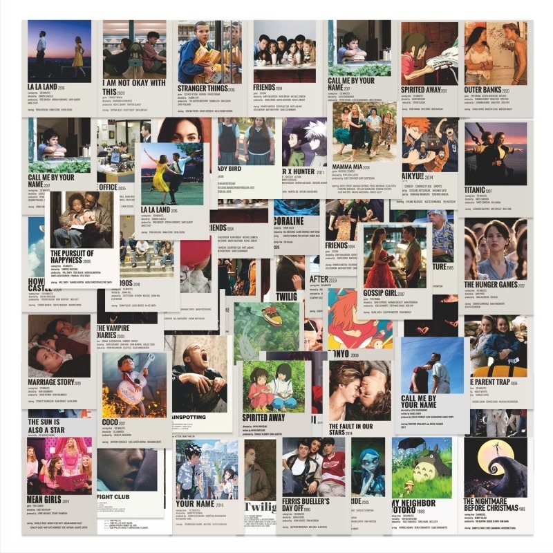Ragasztócsomag: 60 anime-, TV- és film matricák és poszterek | PVC anyag, rajzfilm-stílus, nyomtatás, poggyászhoz, gitárhoz, telefonhoz, noteszhoz