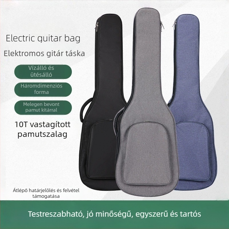 Gitár táska vastag párnával, hátizsákkal, Oxford anyag, ütésálló tok, Modell 005