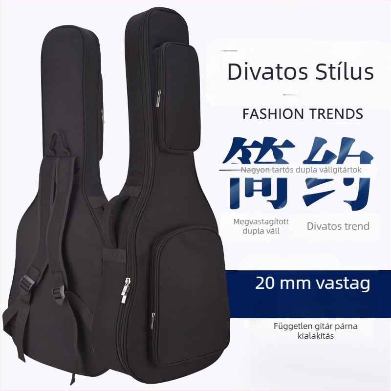 Gitártáska – Oxford anyag, belső kompozit velúr bélés, görbe vállpánt, ultrakönnyű dizájn, modell WHTSJ-02