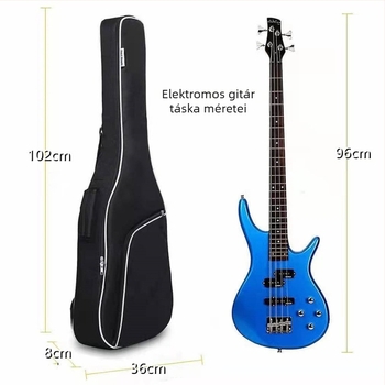 Gitár és basszus hangszer táska, Oxford anyagból, 420D bélés, görbült vállpánt, vízálló és antibakteriális