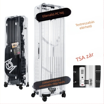 Keményhéjú golftáska, bőr külsővel, vízálló, TSA-zár, klub- és labdatároló