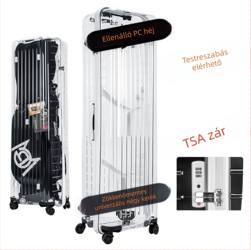 Keményhéjú golftáska, bőr külsővel, vízálló, TSA-zár, klub- és labdatároló