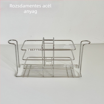 Rozsdamentes acélból készült falra szerelhető fogkefetartó szájvíz pohárral és fogkrém-tárolóval, 4 hely