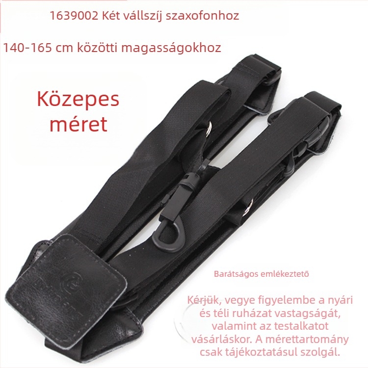 Saxofon vállpánt, buluolang, bőr/PU, modell 1639002, csomagolás: egyszerű műanyag zacskó.