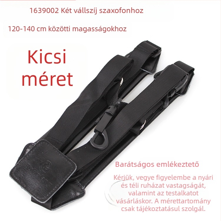 Saxofon vállpánt, buluolang, bőr/PU, modell 1639002, csomagolás: egyszerű műanyag zacskó.