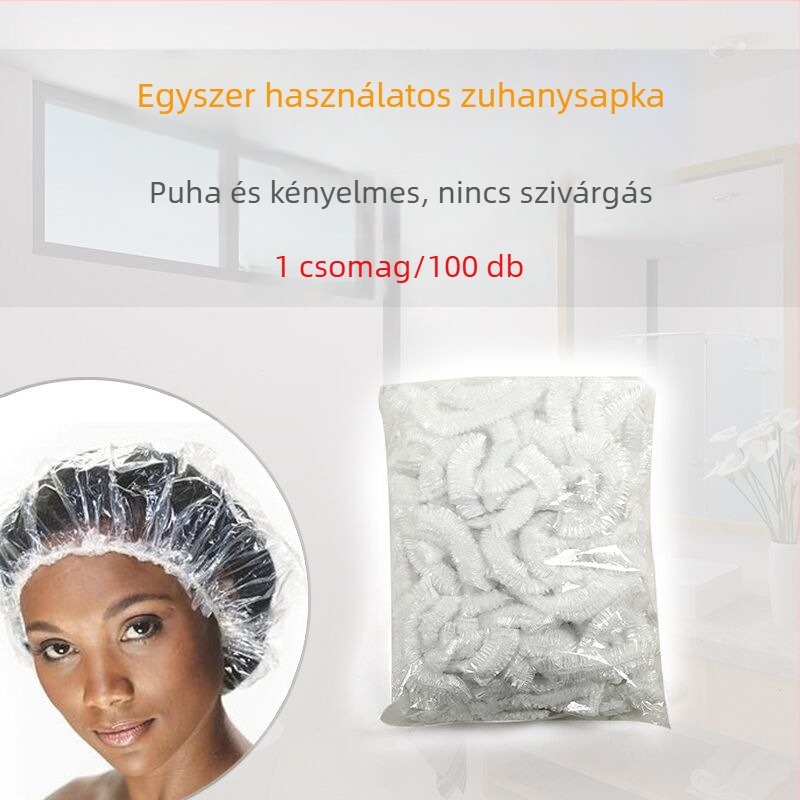 Egyszer használatos zuhanysapka felnőtteknek, PE anyag, vízálló, vastagított, hajkezelő sapka