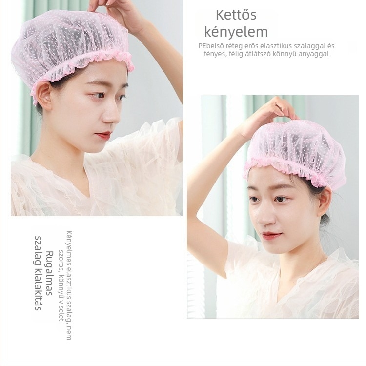 Felnőtt zuhanysapka, dupla rétegű, PE belső réteg, vízálló, modern minimalista dizájn