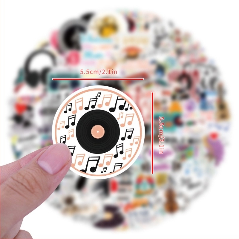 100 darabos zenés matricagyűjtemény laptophoz, noteszhez, kulacshoz és poggyászhoz – Nordic stílus, HD nyomtatású vízálló kivitel