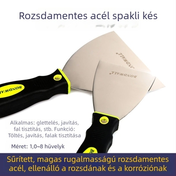 BONDWALL Rozsdamentes acélból készült, multifunkcionális vakoló kés kéttónusú markolattal, ideális vakoláshoz, díszítéshez és falazáshoz