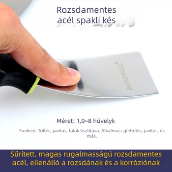 BONDWALL Rozsdamentes acélból készült, multifunkcionális vakoló kés kéttónusú markolattal, ideális vakoláshoz, díszítéshez és falazáshoz