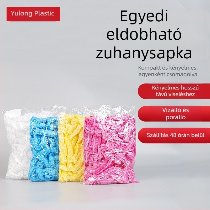 Egyszer használatos PE zuhanysapka elasztikus éllel, csík alakú, megvastított