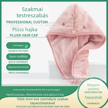 Hajszárító készlet: nedvszívó fejkendő és két rétegű szárító sapka, egyéni gyártású, termékkód 55213, Guangdong Jinlan