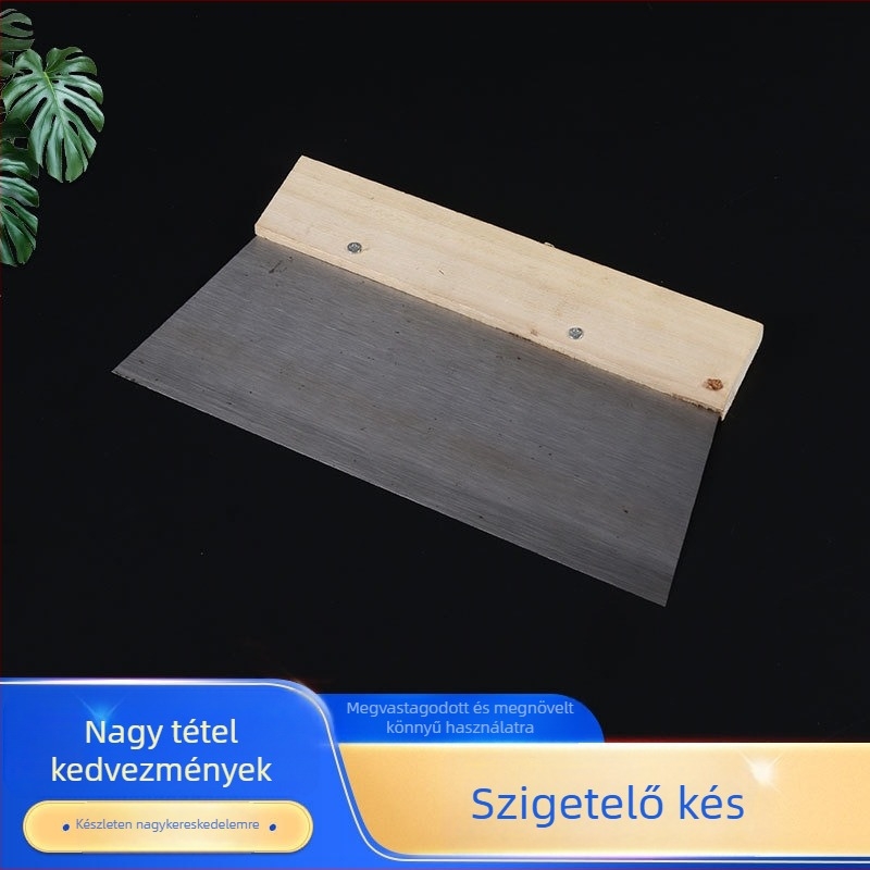 Glett spatula fából készült nyéllel, pengéje 60# acélból, otthoni felújításra, glett spatula sorozat