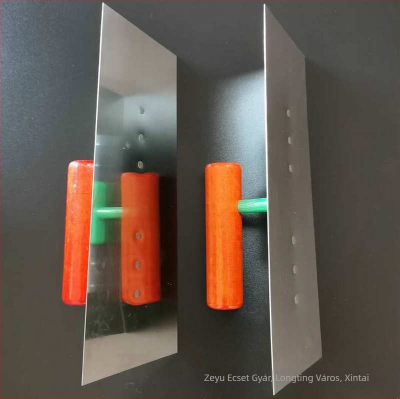 Vakolat spatula fából készült fogantyúval, rozsdamentes acél pengével, csúszásmentes markolattal, vakoláshoz és gletteléshez