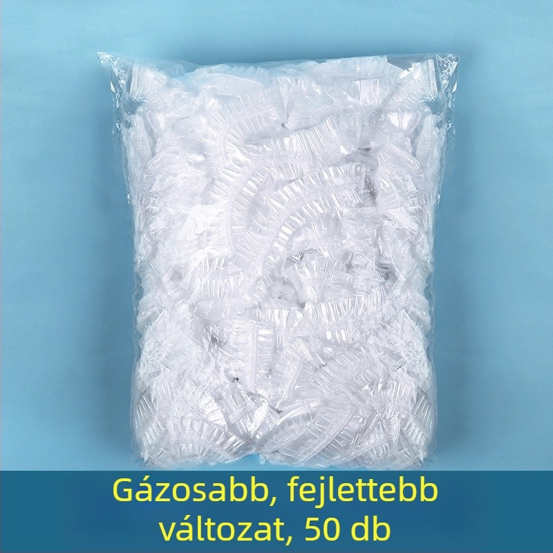 Egyszer használatos zuhany sapka felnőtteknek – vízálló PE anyagból, fürdéshez, hajfestéshez és konyhai olajfüst elleni védelem