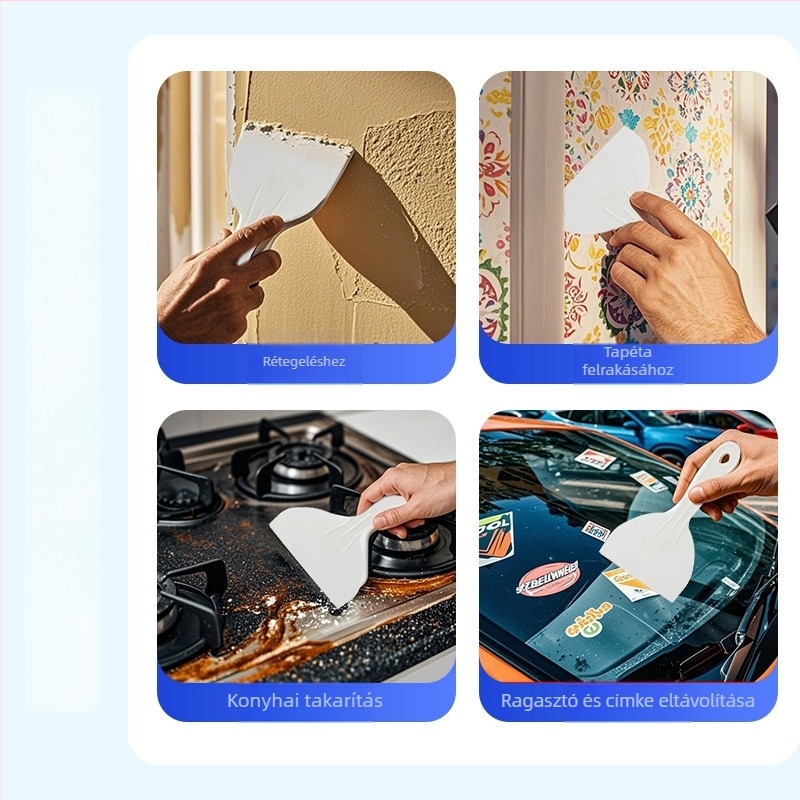 Műanyag glettelő spatula, lapos penge típusú, Penghui márka, a falról történő festék eltávolítására