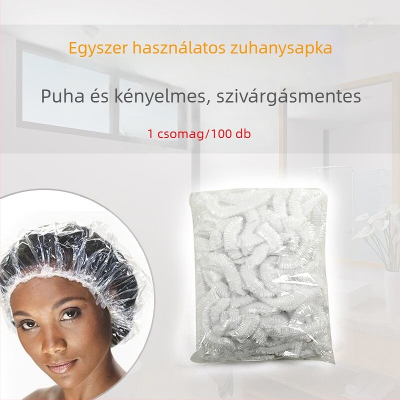 Egyszer használatos zuhanysapka felnőtteknek, vastagított PE hajkezelő sapka festéshez, vízálló, egyszer használatos