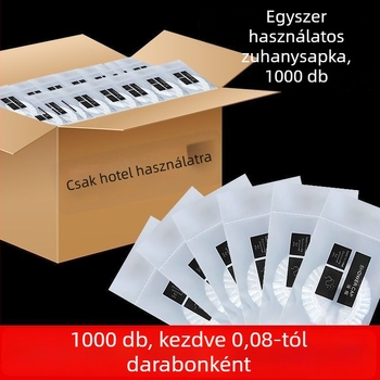 Zuhanysapka nagykereskedelmi for hotels és vendégházak, PE anyag, egyedileg csomagolt, ötcsillagos minőség, termékkód Mx4A8smr